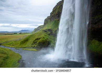 Skógafoss Waterfall In Iceland With No Tourists.