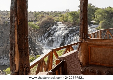 A waterfall into a rocky gorge in the Awash National Park, Ethiopia