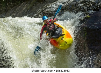 Waterfall Kayak Jump Sangay National Park Ecuador