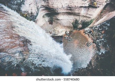 Waterfall Landscape Aerial View At Rocky Canyon Travel Serene Scenery