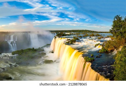 Waterfall Landscape In Green Nature Environment