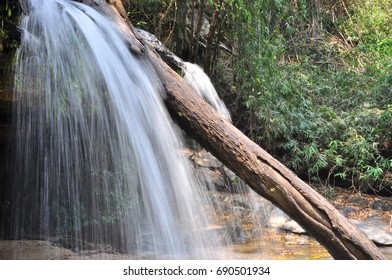 Waterfall with a log.