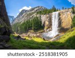 waterfall at the mist trail in yosemite national park in california