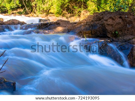  Waterfall in Mondulkiri, Cambodia. Beautiful nature landscape with waterfall in jungles.