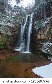 A Waterfall In Old Tbilisi, Winter Time. Landscape