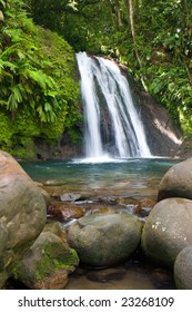 Waterfall On The Guadeloupe Island