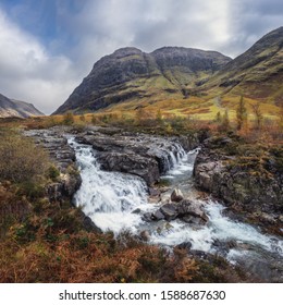 Waterfall on the River Coe, United Kingdom, Scotland, Glencoe Mountain - Shutterstock ID 1588687630
