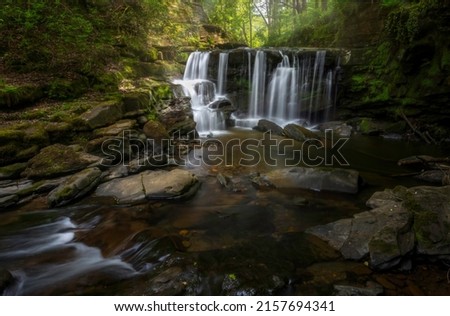 Waterfall on The Upper Clydach River which runs through the town of Pontardawe in the Swansea Valley, South Wales, UK
