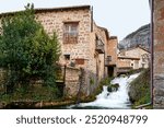 waterfall in Orbaneja Del Castillo village in ebro valley , Burgos province, Spain
