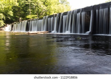 A Waterfall Over A Dam.  Old Stone Fort State Archaeological Park, Manchester, TN, USA.