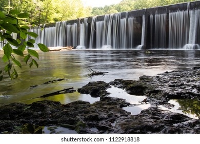 A Waterfall Over A Dam.  Old Stone Fort State Archaeological Park, Manchester, TN, USA.