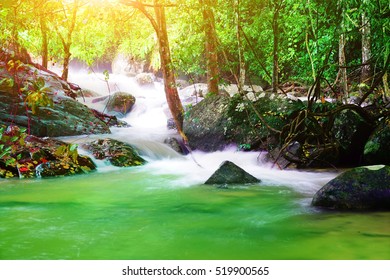 waterfall in rain forest at southern Thailand. - Shutterstock ID 519900565