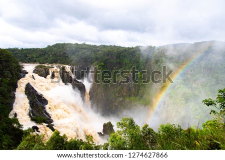 Waterfall and rainbow at Barron Falls near Cairns, Australia