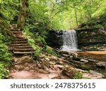 waterfall in Ricketts Glen state park during the early summer