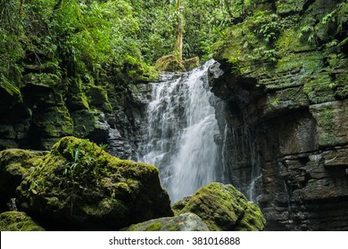 Waterfall And River In Misahualli, Amazon, Ecuador