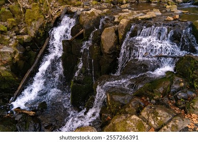 waterfall, teufelsmühle, river, stream, cascade, long exposure, flow, rock, rocks, moss, stones, stream, riverbed, river course, Lower Franconia, Bavaria - Powered by Shutterstock