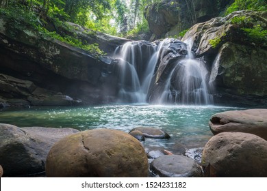 Waterfall scene at Phu Soi Dao national park in Uttaradit province Thailand.