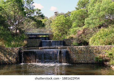 A waterfall with several steps