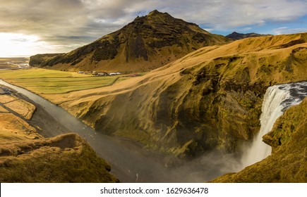 Skógafoss Waterfall In The South Of Iceland