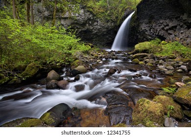 Waterfall And Stream In The Columbia River Gorge