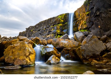 Öxarárfoss Waterfall in Thingvellir National Park