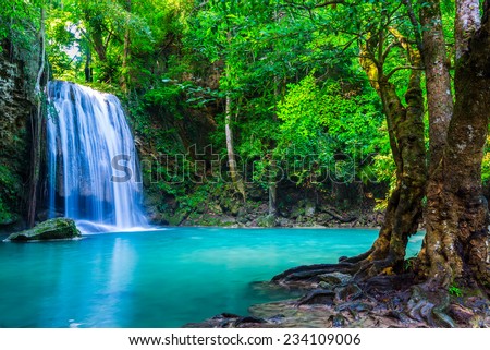 waterfall in the tropical forest where is in Thailand National Park