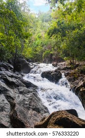 Waterfall in a tropical jungle forest, Phaeng Waterfall, Koh Phangan, Thailand - Shutterstock ID 576333220