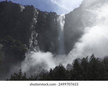 Waterfall with a view and sun