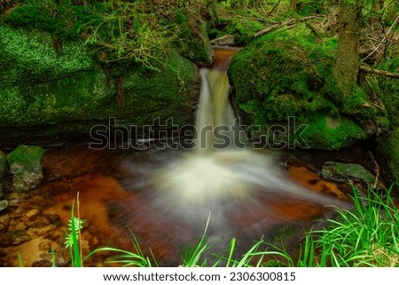 waterfall water rocks flowing trees Sumava forest