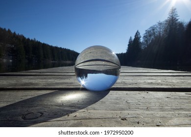 Waterfall Web River Blue Glass Sphere Natur Landschaft