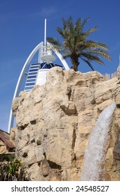 Waterfall At Wild Wadi Park And Hotel Burj Al Arab In Dubai