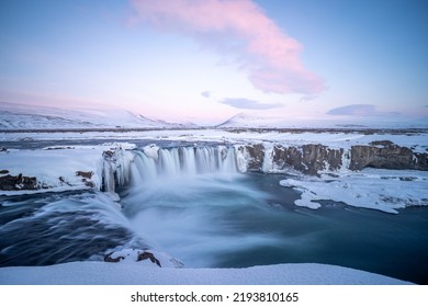 Goðafoss Waterfall in Winter, Iceland, Europe - Powered by Shutterstock