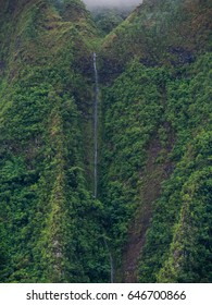 Waterfalls Flowing Down The Mountians At Hoomaluhia Botanical Gardens