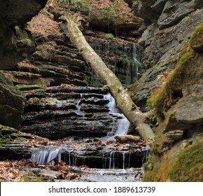 Waterfalls Flowing On Winding Creek.