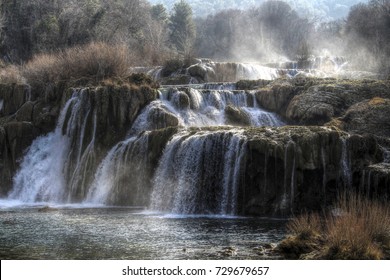 Waterfalls in Krka National Park, Croatia.