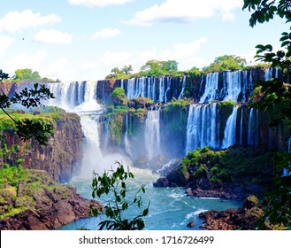 Waterfalls under Blue cloudy sky Scenic Ladscape