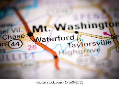 Waterford. Kentucky. USA On A Geography Map