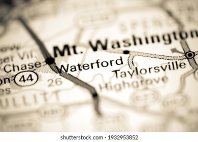 Waterford. Kentucky. USA On A Geography Map