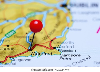 Waterford Pinned On A Map Of Ireland
