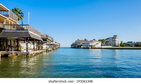 Waterfront Community On The Texas Gulf Coast Near Galveston.