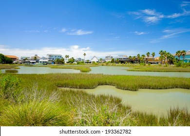 Waterfront Community On The Texas Gulf Coast Near Galveston.