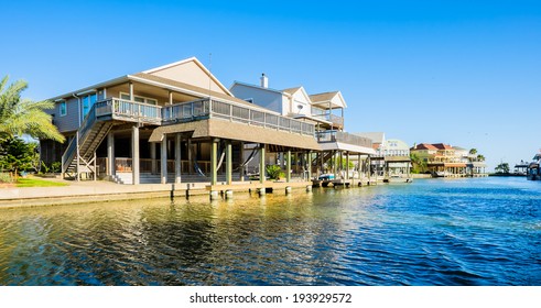 Waterfront Community On The Texas Gulf Coast Near Galveston.