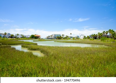 Waterfront Community On The Texas Gulf Coast Near Galveston.