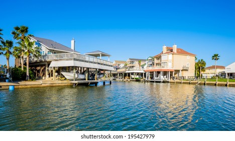 Waterfront Community On The Texas Gulf Coast Near Galveston.