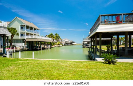 Waterfront Community On The Texas Gulf Coast Near Galveston.