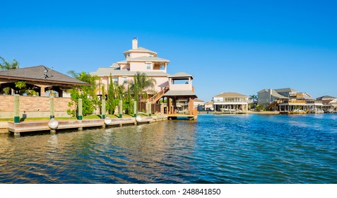 Waterfront Community On The Texas Gulf Coast Near Galveston.