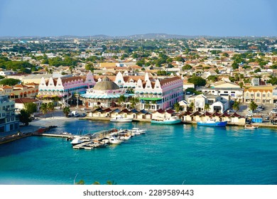        Waterfront harbour of Oranjestad Aruba                        