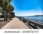 The waterfront of Jacksonville, Florida. A hot sunny day.