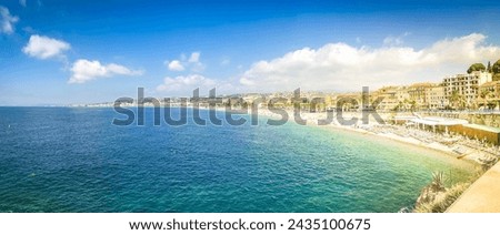 waterfront of Nice with beach and sea, cote dAzur at summer, France