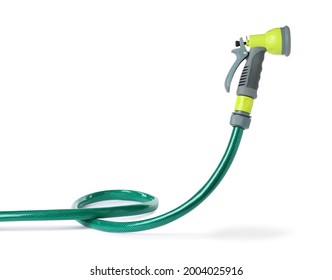 Watering hose with sprinkler isolated on white